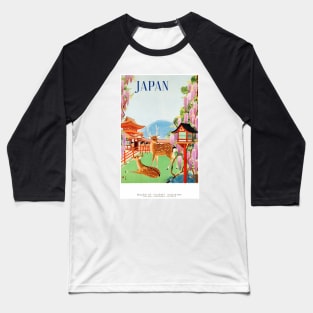 Vintage Travel Poster Japan Fawn Baseball T-Shirt